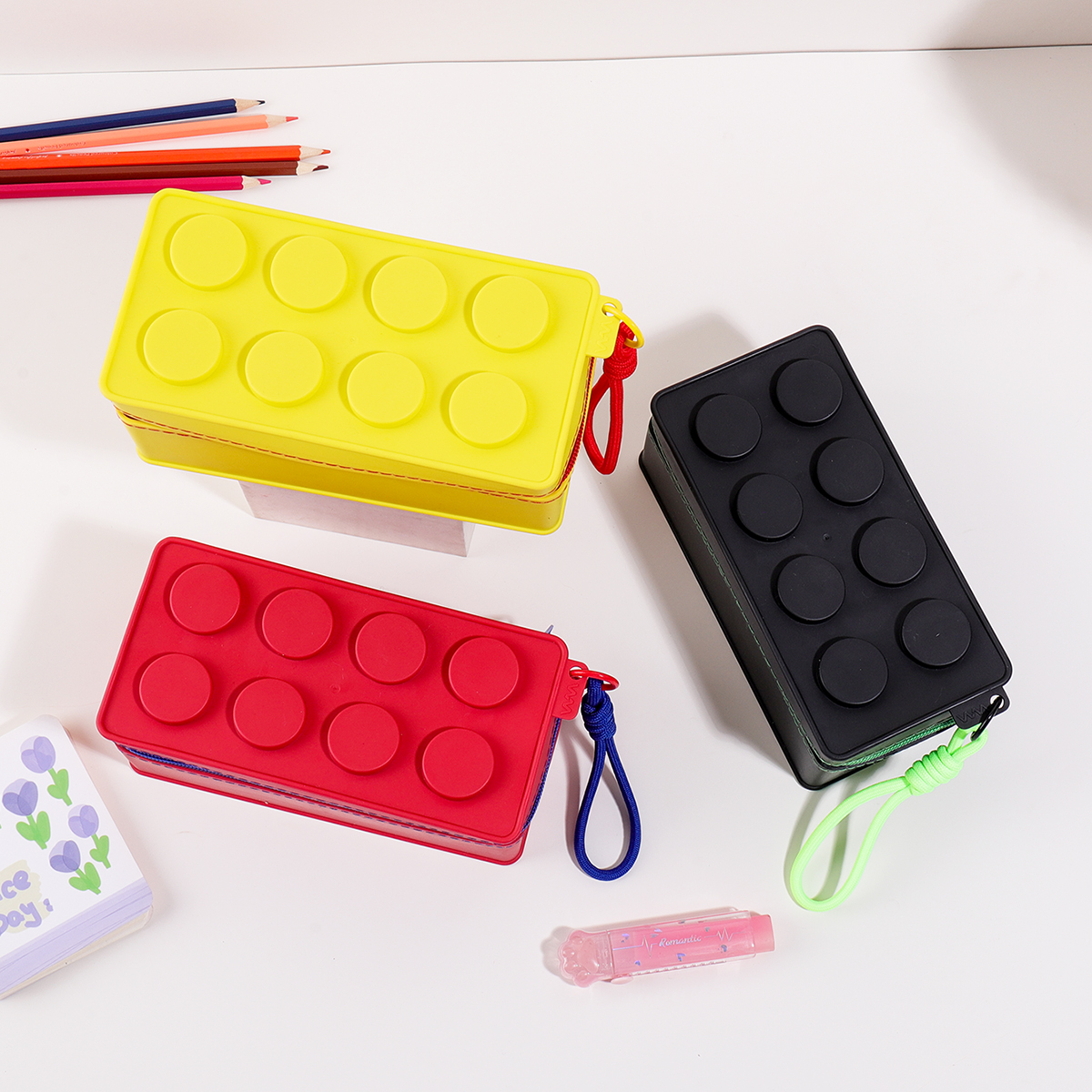 Stationery Office Supply Store - Retro monochrome building block storage box,