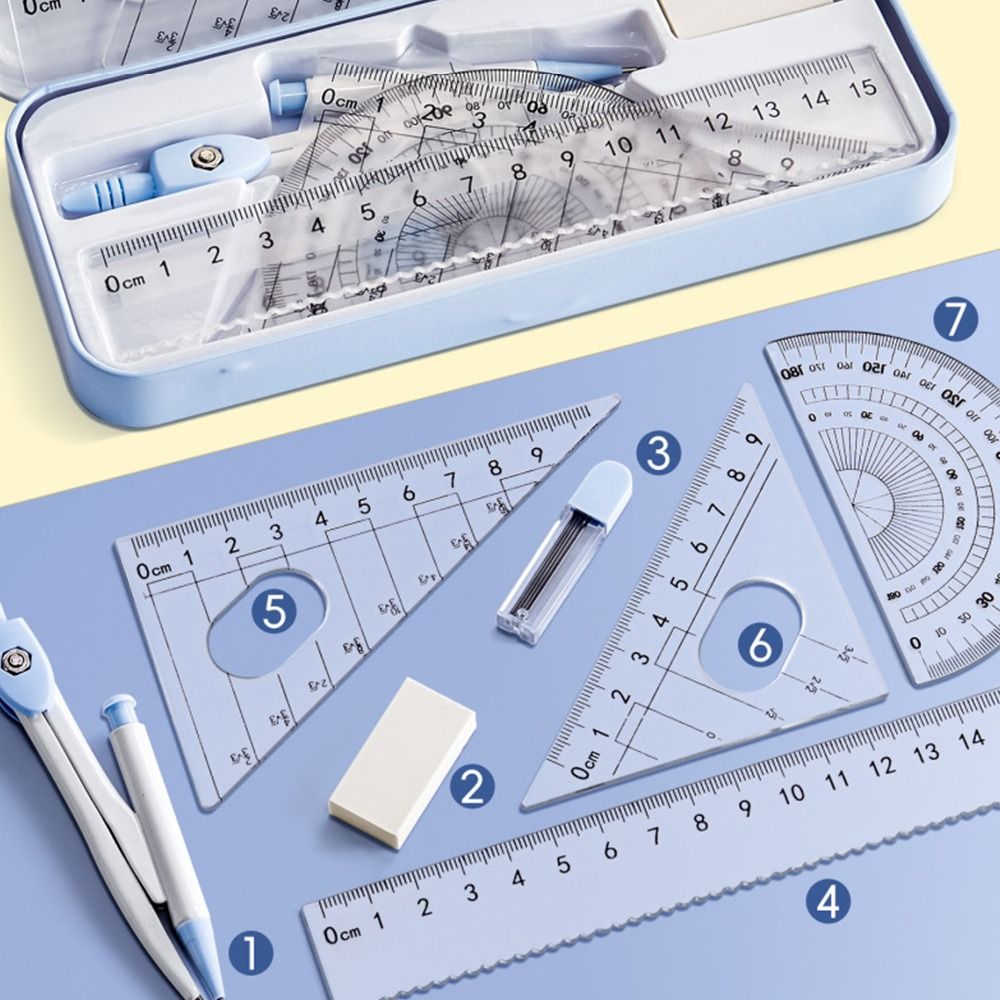 8PCS/Set Plastic Ruler Compass - Ruler Set Transparent avaliação e preço