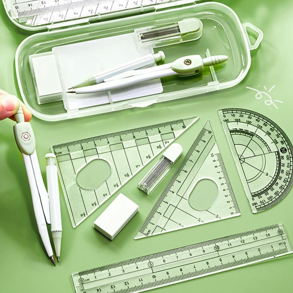 8PCS/Set Plastic Ruler Compass - Ruler Set Transparent avaliação e preço