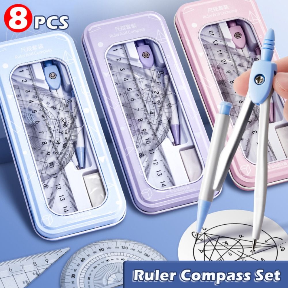 8PCS/Set Plastic Ruler Compass - Ruler Set Transparent avaliação e preço