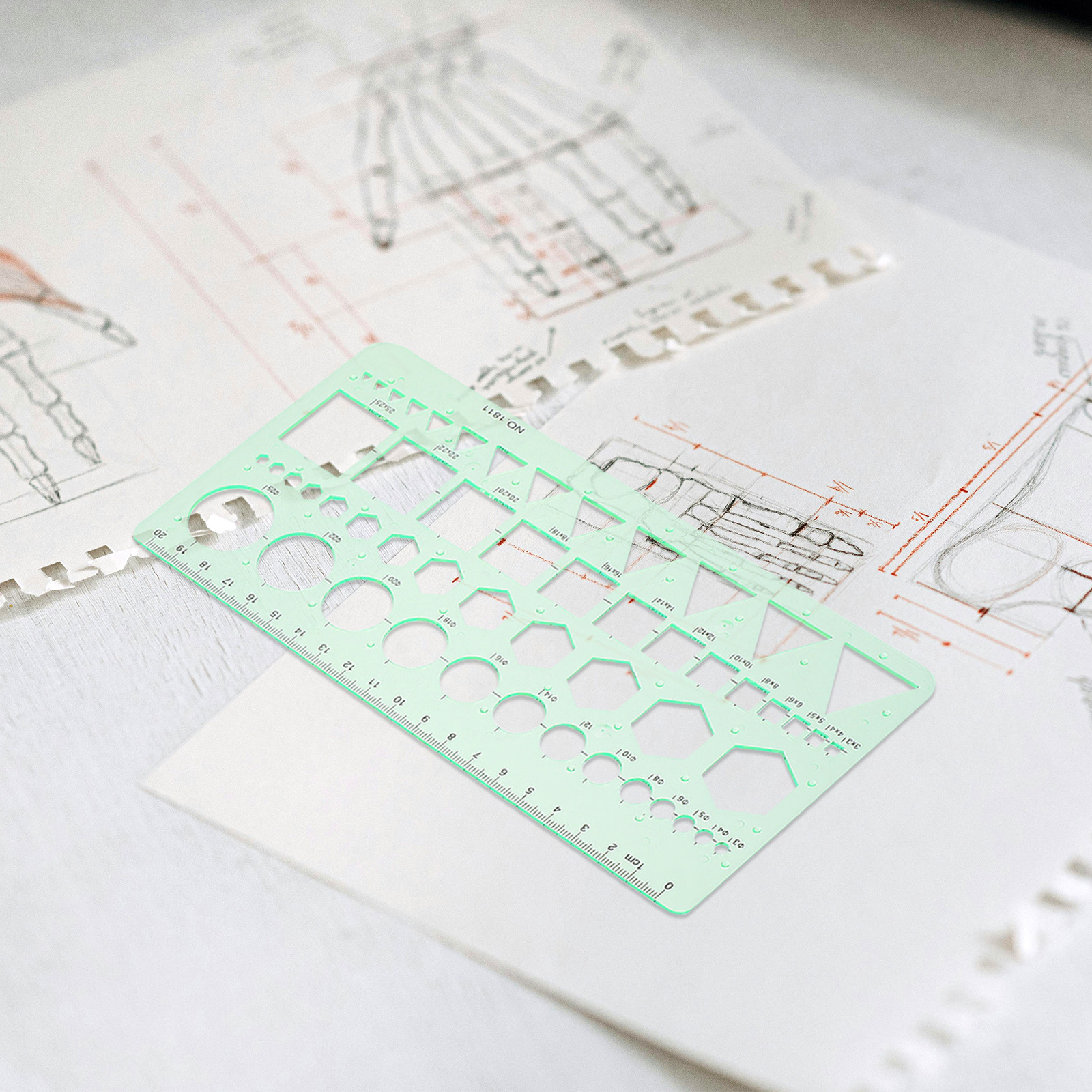 2Pcs Transparent Drawing Templ - Ruler Set Transparent avaliação e preço