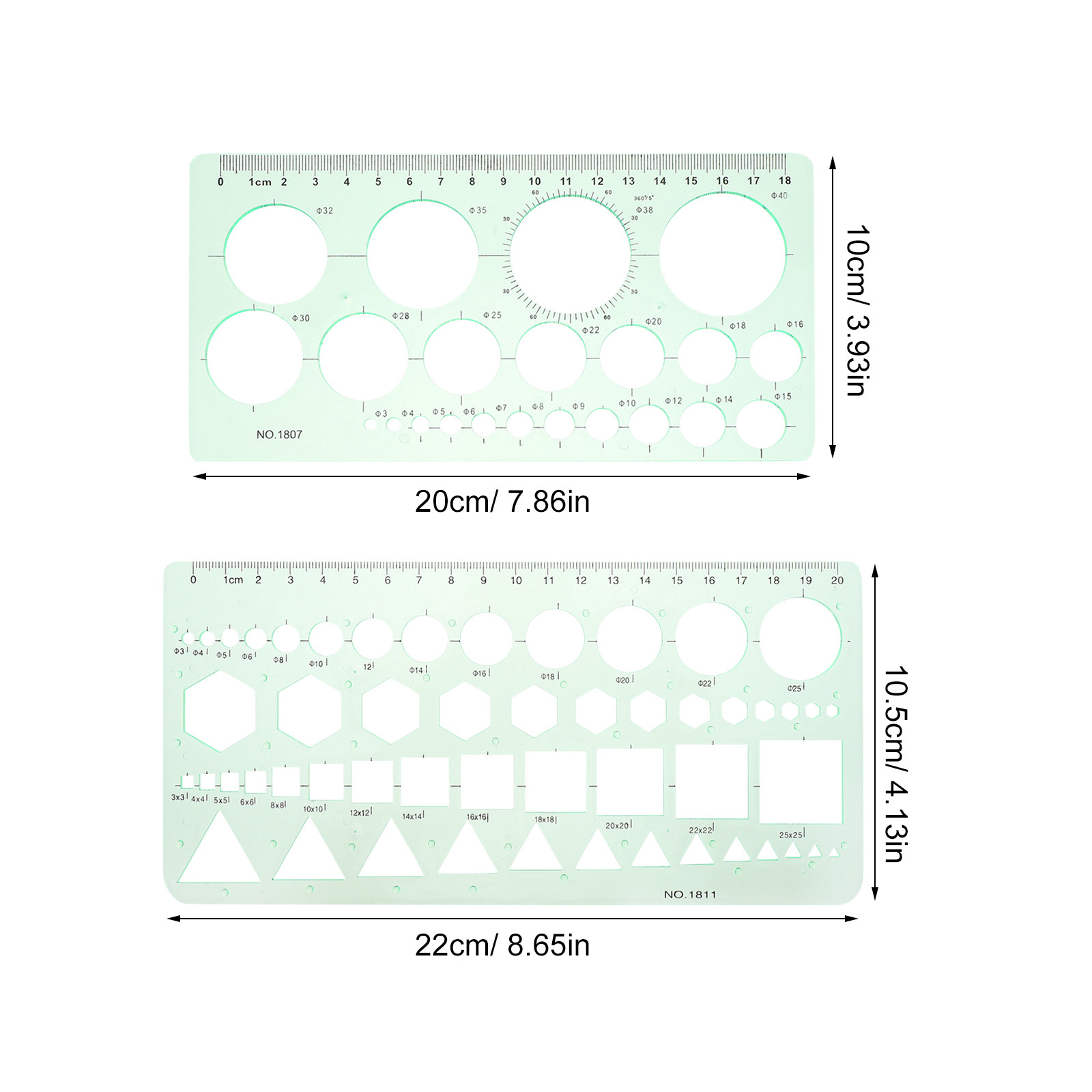 2Pcs Transparent Drawing Templ - Ruler Set Transparent avaliação e preço