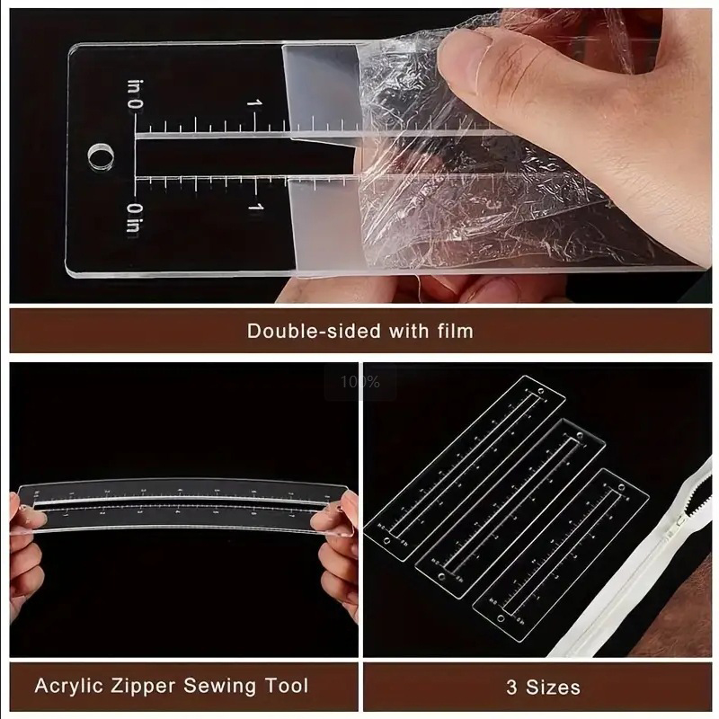 3pcs Acrylic Zipper Template S - Ruler Set Transparent avaliação e preço