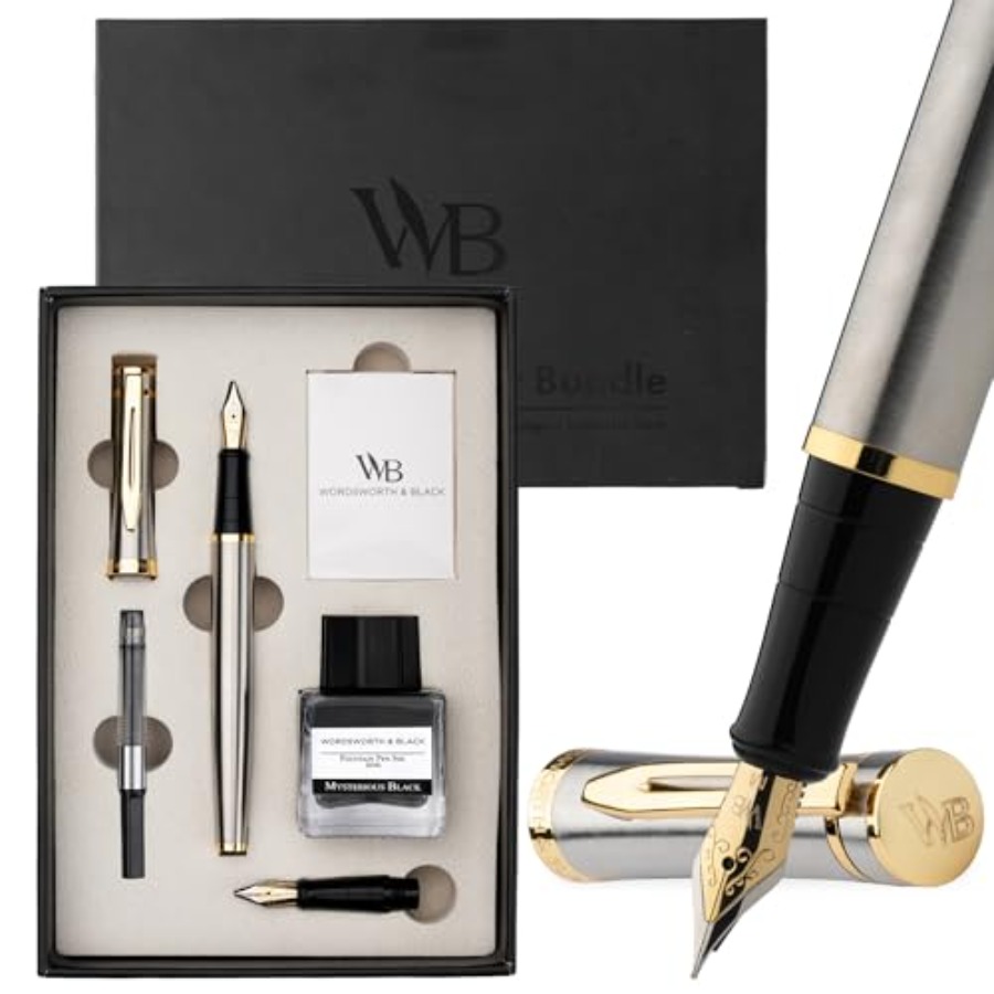 Fountain Pen Set, 18K Gilded M - Fountain Pen Ink avaliação e preço